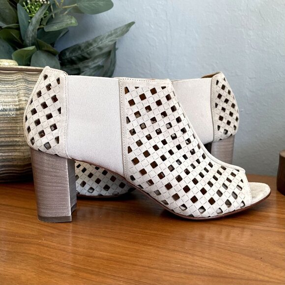 Aquatalia Shari Perforated Suede Open-Toe Booties - Picture 2 of 10